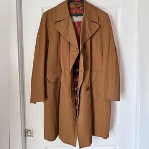 Vintage Aquascutum Aqua 5 Camel Trench Coat Wool Tartan Lined Made in Canada